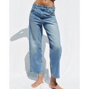 NEW ZARA high rise Z1975 straight ankle jeans mid-blue 6164